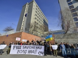 Киевляне пикетируют посольства РФ и ЕС с требованием освободить Савченко. Видео