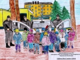 Полиция охраны Херсонщины использует на бил-бордах детские рисунки (фото)