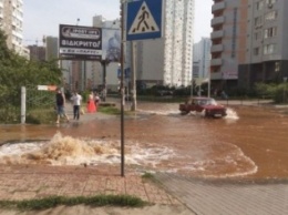 ЧП на Осокорках: улицу залило ржавой водой (ФОТО)