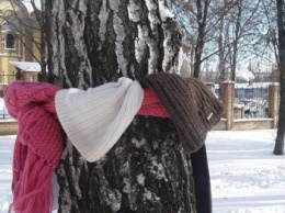 В центре Сум на деревьях оставляют одежду для бездомных и малоимущих (ФОТО)