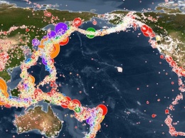 Анимированная карта всех землетрясений за последние 15 лет