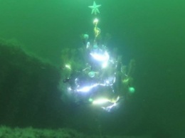 Одесские аквалангисты установили елку на дне Черного моря (ФОТО)