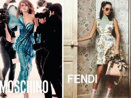 Белла и Диджи Хадид в рекламных кампаниях Fendi и Moschino SS17
