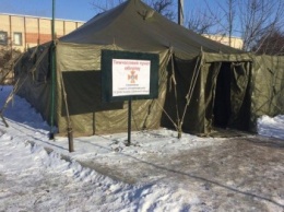 От морозов в Славянске можно спастись в палатке обогрева