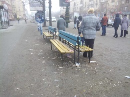 В центре Запорожья остановку забросали мусором (фото)