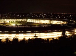 В сети появилась впечатляющая ночная аэровидеосъемка почти достроенного кампуса Apple Park