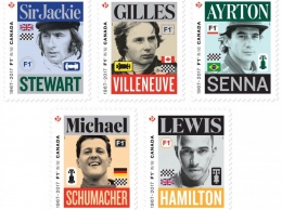 Канада выпустила почтовые марки с изображением легендарных гонщиков