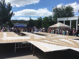 Тухлый рекорд: бутербродами из сала, из которых выложили рекордный герб Украины, массово отравились люди