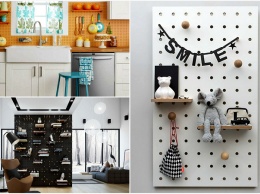 Стильный интерьер: 20 практичных идей использования перфорированных панелей в жилой комнате и на кухне