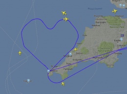 Самолет британской авиакомпании нарисовал в небе сердце в честь Дня влюбленных