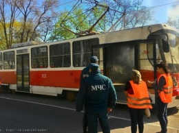 В Донецке загорелся трамвай
