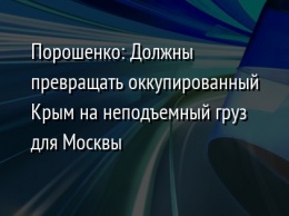 Порошенко: Должны превращать оккупированный Крым на неподъемный груз для Москвы