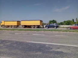 В Николаевской области водитель фуры, не желая заезжать на весы, ссыпал зерно на обочину (видео)