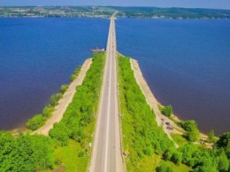 Начало строительства моста через реку Чусовая в Перми
