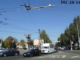 На Пушкинском кольце в Николаеве проводят замену троллейбусных стрелок