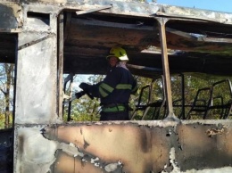 На запорожской трассе сгорел рейсовый автобус (ФОТО)