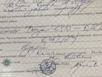 Закарпатский облнаркодиспансер признал трезвым водителя с 0,46 промилле алкоголя в крови