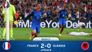 Евро-2016: Франция на последних минутах раскусила албанский "орешек" и досрочно вышла в плей-офф
