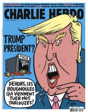 Charlie Hebdo опубликовал карикатуры на теракт в Орландо