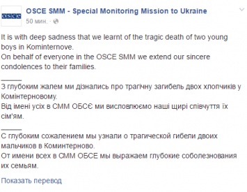 ОБСЕ подтвердило гибель двух детей в контролируемом ДНР поселке