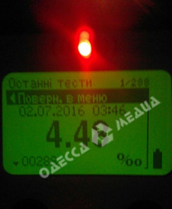 Одесские патрульные зафиксировали рекордный уровень алкоголя в крови у водителя