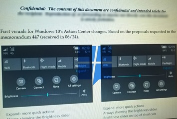 Слухи: Microsoft поменяет дизайн центра уведомлений в Windows 10 Mobile
