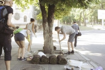 Днепровские активисты озеленили главный проспект города (ФОТО)