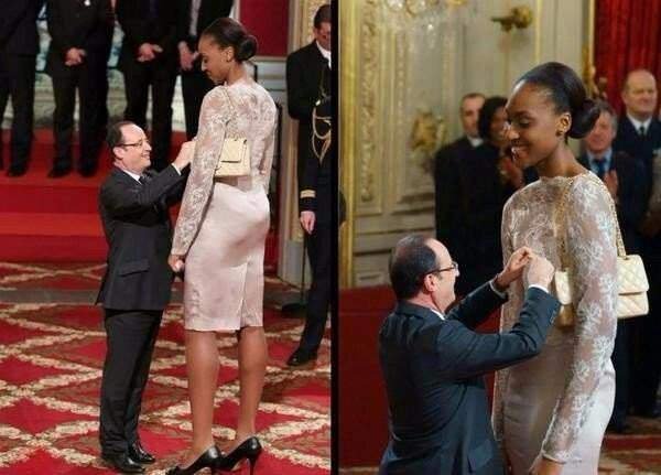 Соцсети высмеяли фото Олланда и баскетболистки (ФОТО)