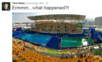 Зеленая, как тоска. В Рио вода в олимпийском бассейне внезапно позеленела и стала похожа на гороховый суп