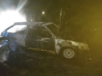 В Кривом Роге огонь превратил машину в груду металлолома (Фото)