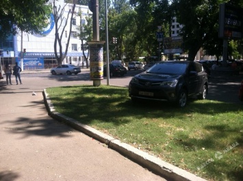 Столичный автохам «облюбовал» в Одессе газон (фото)