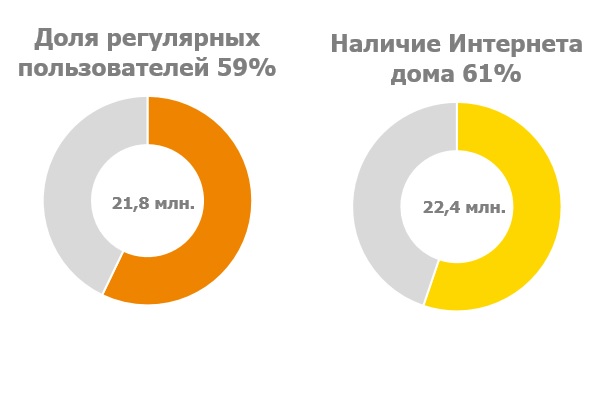 Общая интернет-аудитория Украины выросла до 59%
