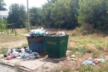 Машина забрала содержимое одного контейнера, оставив гнить мусор в других, или как в Херсоне убирают мусор (фото)