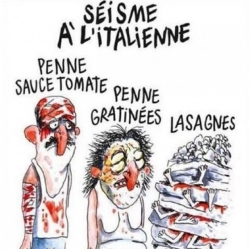 В Италии возмущены появлением публикации в "Charlie Hebdo" с высмеиванием жертв землетрясения