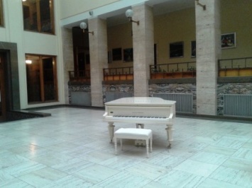 Белый рояль за 137 тысяч гривен установили в холле Закарпатской ОГА