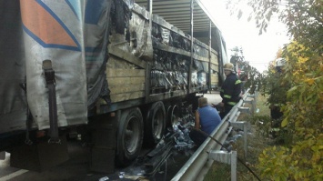 На Николаевщине на трассе вспыхнул грузовик «RENO», который из Миргорода в Одессу вез «минералку»