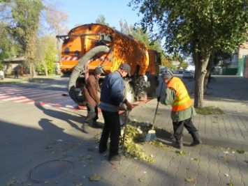 Коммунальщики собирают листву пылесосом (фото)