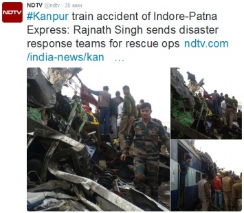 В Индии поезд сошел с рельс - 91 человек погиб и 150 ранены