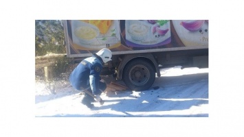В Крыму спасатели предотвратили падение с обрыва пятитонного грузовика
