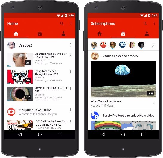 Компания Google изменила приложение YouTube для ОС Android