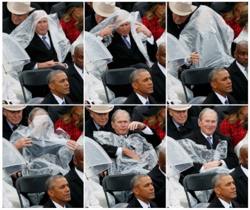 Противостояние Джорджа Буша-младшего и дождевика на инаугурации стало очередной фото-жабой