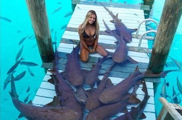 Красавица и морские чудовища: туристку прославили фото с необычными животными