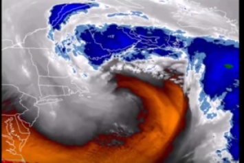 Как выглядит погодная бомба: наглядное пособие мощного шторма в Атлантическом океане (Видео)