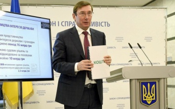 Луценко показал, сколько ГПУ в 2016-м вернула в казну и гражданам