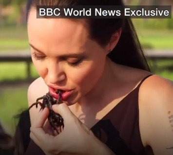Анджелина Джоли с детьми пообедали тарантулами и скорпионами