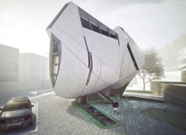И жилое здание, и абстрактная скульптура: концепт дома с футуристическим фасадом