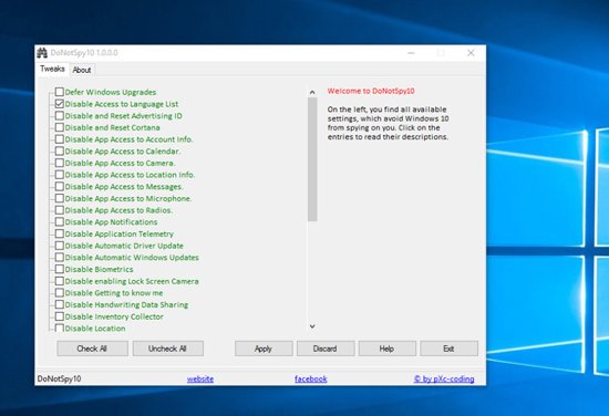 Создано приложение DoNotSpy10, отключающее «шпионские» возможности Windows 10