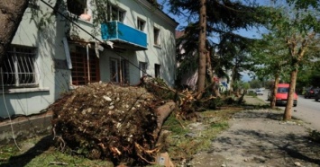 В Грузии мощный ураган срывает крыши домов и валит деревья