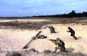 Тактические учения со стрельбами прошли в песках под Олешками. Фотофакт