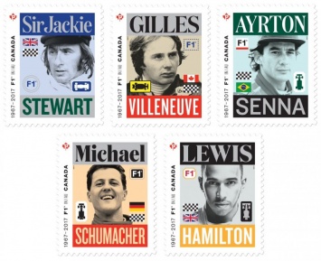 Канада выпустила почтовые марки с изображением легендарных гонщиков